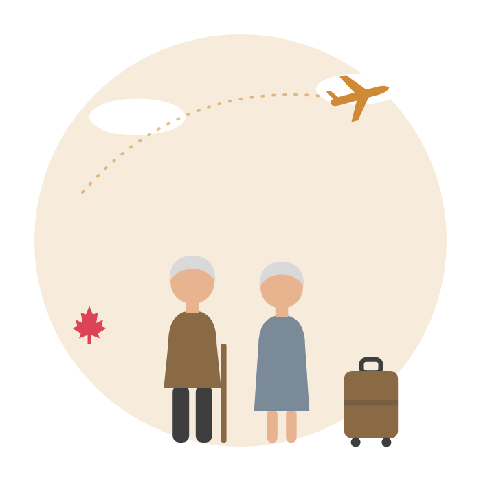 Senior couple visiting family in Canada